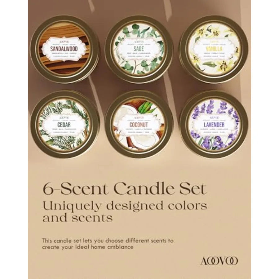 Soy Candles Set 6 PC Scented Candle Set 21oz Aromatherapy Candles for Relaxation and Home Ambiance Ideal for Women's SelfCare R