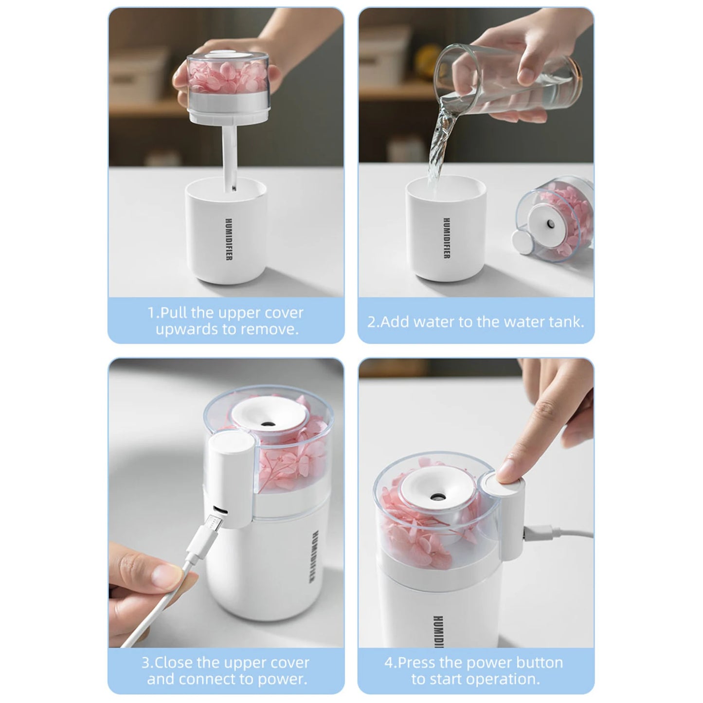 Mini Air Humidifier 180ML Portable Small Humidifier with 7 Colors Night Light Personal Humidifier for Home Bedroom Office Yoga