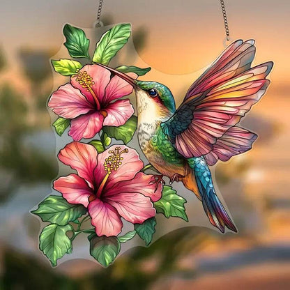 Cute Charming Cardinals Suncatcher Stained Glass Effect - HORA GIFT