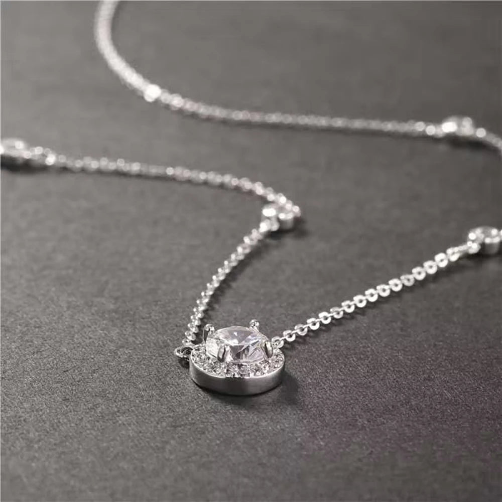 1CT Moissanite Necklace for Women Certified 925 Sterling Silver Sparkling Lab Diamond Pendant Chain Party Jewelry GRA USA Stock