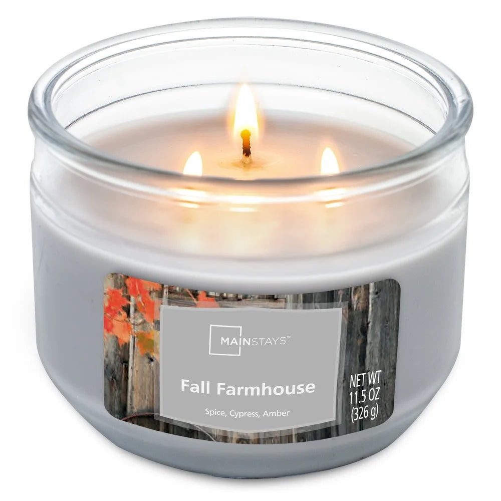 3 Pack Fall Farmhouse Scented 3 Wick Candle Paraffin Wax Bourbon Brown Sugar Pecan Ideal Home Decor Gift