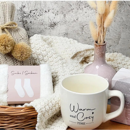 Women Gift Set -Hot Water Bottle, Hot Chocolate Mix, Mini Marshmallows, Mug, Socks, Crushed Candy |Mini Winter Hot Water Bottle