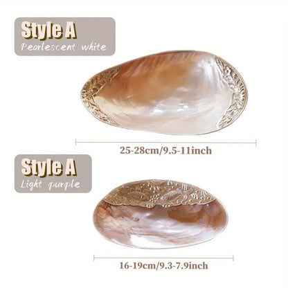 1pc Handmade Retro Shell Tray, Jewelry Dish & Decorative Bowl,  for Luxury Home Decor