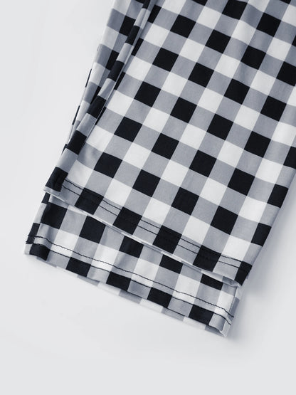 Matching Family Christmas Pajamas Set with Plaid and Letter Print Festive Holiday Sleepwear for Dad Mom and Kids Cozy PJs