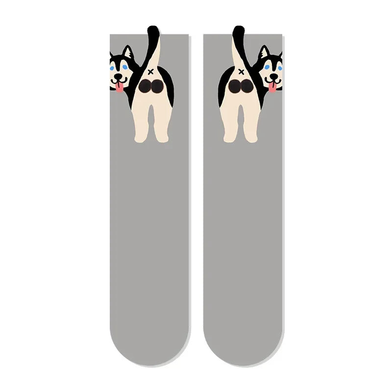 2/1Pair Funny Cotton Socks with Balls Soft Cotton Socks Breathable Cat Middle Tube Socks Novelty Gifts for Cat Lovers