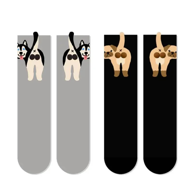 2/1Pair Funny Cotton Socks with Balls Soft Cotton Socks Breathable Cat Middle Tube Socks Novelty Gifts for Cat Lovers