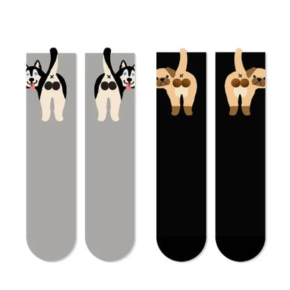 2/1Pair Funny Cotton Socks with Balls Soft Cotton Socks Breathable Cat Middle Tube Socks Novelty Gifts for Cat Lovers