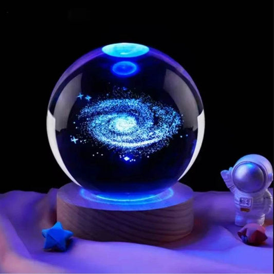 LED Night Light Galaxy Crystal Ball Table Lamp 3D Planet Moon Glowing Planetary - HORA GIFT