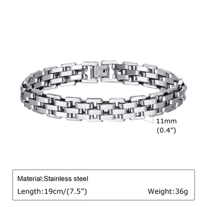 Gents Bracelet for Men, Two Tone Stainless Steel Bracelet, Men Jewelry