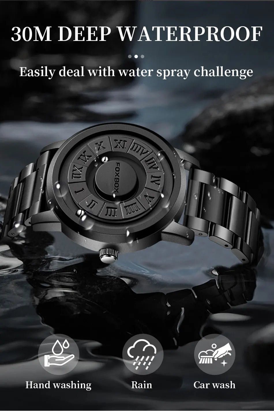 FOXBOX Military Waterproof Watch For Men LIGE Luxury Crolling Pointer Magnetic Force Watch Men Fashion Sport Quartz Chronograph