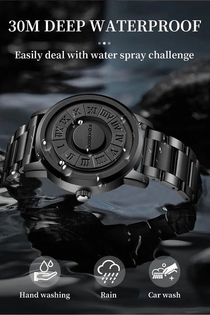 FOXBOX Military Waterproof Watch For Men LIGE Luxury Crolling Pointer Magnetic Force Watch Men Fashion Sport Quartz Chronograph