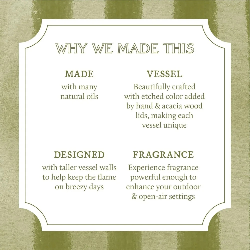 Outdoor Citronella Candles - Patio Scented with Olive Leaf & Lemongrass - Backyard Essential Aromatics