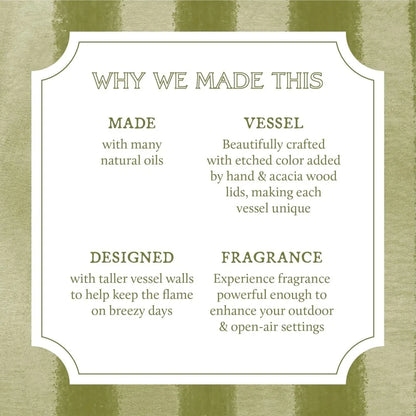 Outdoor Citronella Candles - Patio Scented with Olive Leaf & Lemongrass - Backyard Essential Aromatics