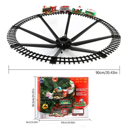 Christmas Train Electric Toys Christmas Tree Decoration Train Track Frame Railway Car with Sound&Light Rail Car Christmas Gifts