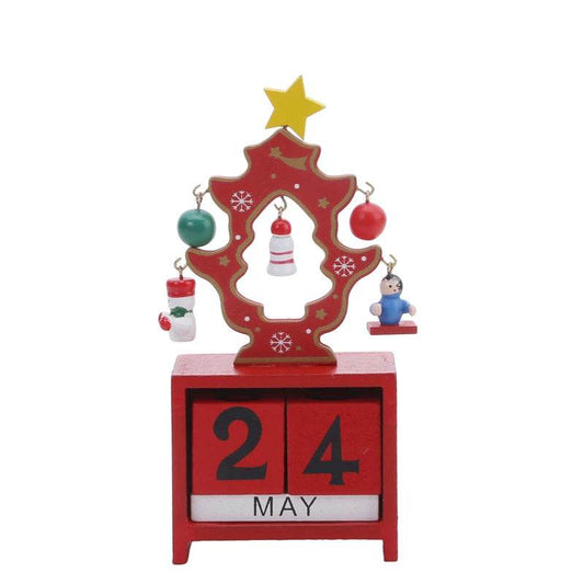 Christmas Count Down Calendar Santa Claus Elk Snowman Wooden Calendar - HORA GIFT