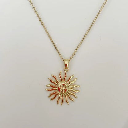 Vintage Rectangular Pendant Necklace with Enamel Floral Design in Stainless Steel