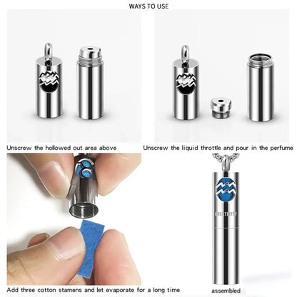 Twelve Constellation Aromatherapy Essential oil diffuser Pendant necklace Stainless steel new Aromatherapy necklace Niche pendan