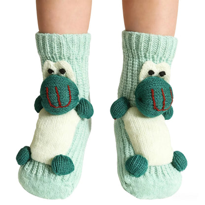 Women'S Thick Knit Proof Warm Casual Floor Carpet Socks Non-Slip Foot Warmer Snow Funny Cute Cartoon Animals Prints Socks 3d ﻿
