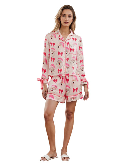 Festive Family Matching Pajamas Set with Reindeer Print Long Sleeve Tops and Pants for Christmas Eve Cozy Time