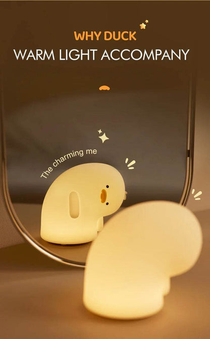 Rechargeable LED Night Light Cute Duck Silicone Patting Lamp Nursery Children Nightlights Home Bedside Room Decor Birthday Gift - HORA GIFT