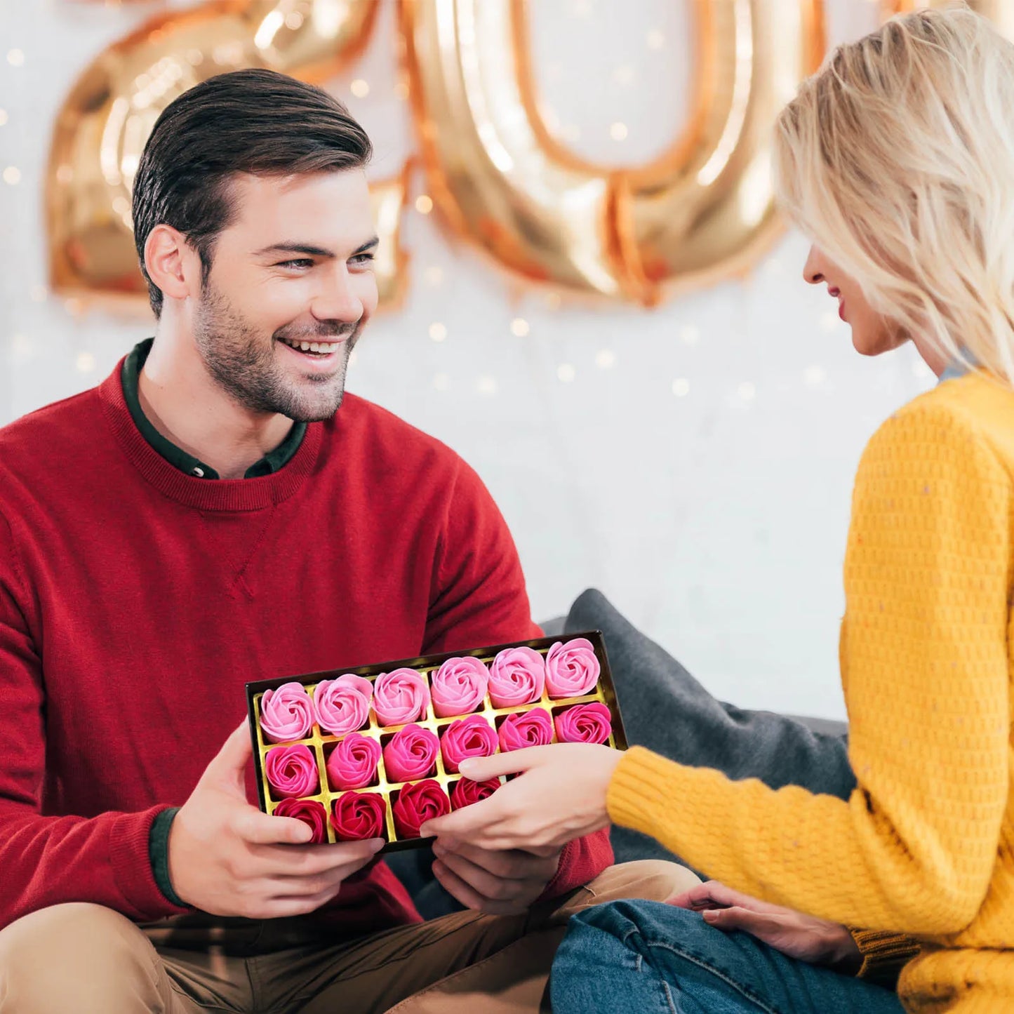 Soap Rose Romantic Scented Bath Soap Flowers Home Decor Fake Flower Wedding Pink Petal Valentine's Day Party Gift Box