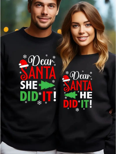 1PC [Couple Style] Fashion Casual Couple Round Neck Long Sleeve Hoodie Couple Christmas Fun Match Pattern Printed Sweatshirt