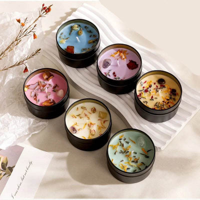 Crystal scented candles, high-end iron cans, soy wax, dried floral scented candles, wholesale scented candles, hand held gifts - HORA GIFT