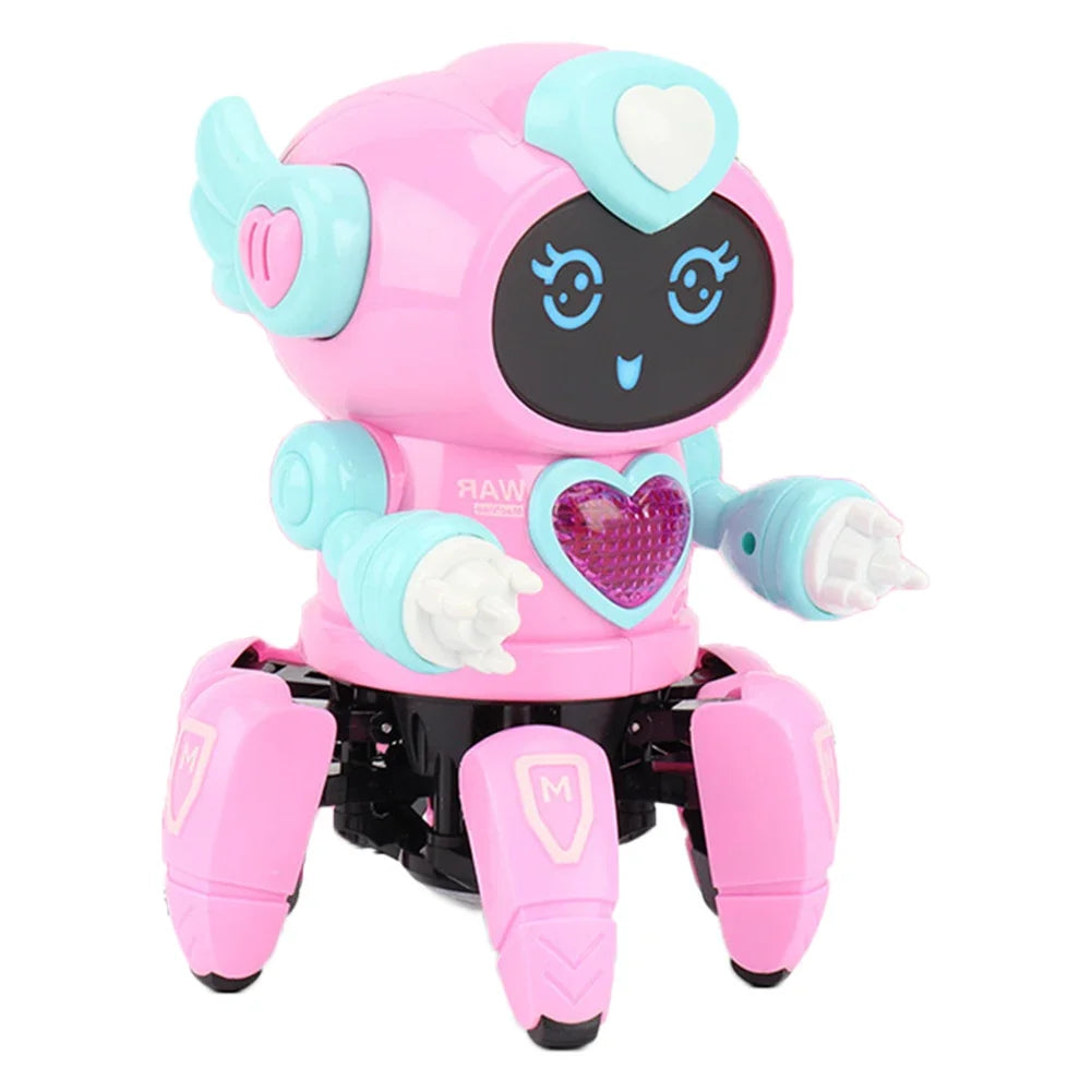 Electronic Dancing Robot Toy Rotatable with Music Light Early Education Toys Movable Noisy Robot Toys for Children Birthday Gift