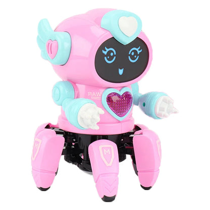 Electronic Dancing Robot Toy Rotatable with Music Light Early Education Toys Movable Noisy Robot Toys for Children Birthday Gift