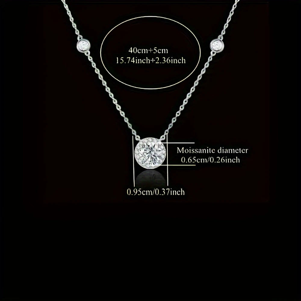 1CT Moissanite Necklace for Women Certified 925 Sterling Silver Sparkling Lab Diamond Pendant Chain Party Jewelry GRA USA Stock
