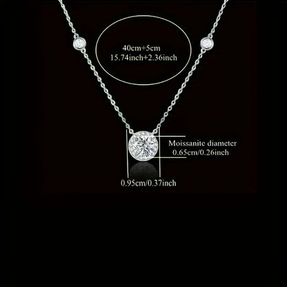 1CT Moissanite Necklace for Women Certified 925 Sterling Silver Sparkling Lab Diamond Pendant Chain Party Jewelry GRA USA Stock