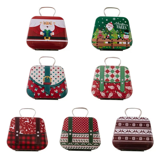 Christmas Decoration Metal Box Handbag Shape Tin Jar Jewelry Storage Cas - HORA GIFT