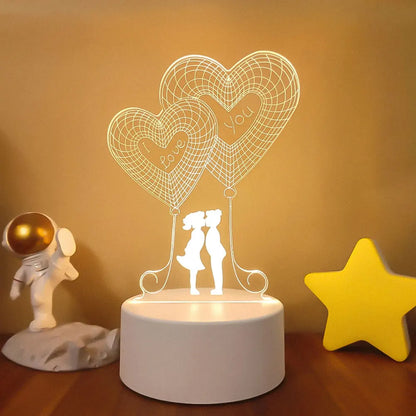 Romantic Love 3D Acrylic Led Lamp for Home Children's Night Light Table Lamp Birthday Party Decor Valentine's Day Bedside Lamp
