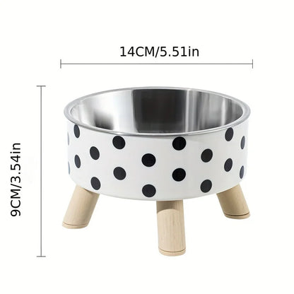 1pcsElevated stainless steel cat bowl with neck protection design - anti slip, anti pointed feeding tray for cats, cat food bowl