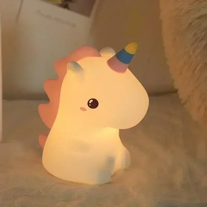 【Perfect Christmas Gift】Adorable Unicorn Silicone Night Light – USB Rechargeable 3-Level Dimmable Touch Lamp