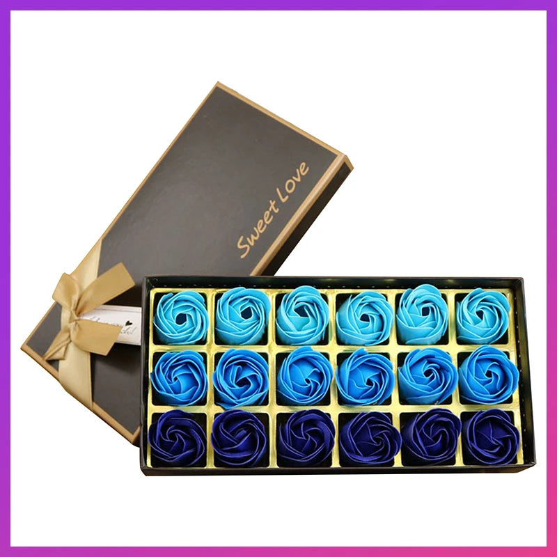 Soap Rose Romantic Scented Bath Soap Flowers Home Decor Fake Flower Wedding Pink Petal Valentine's Day Party Gift Box