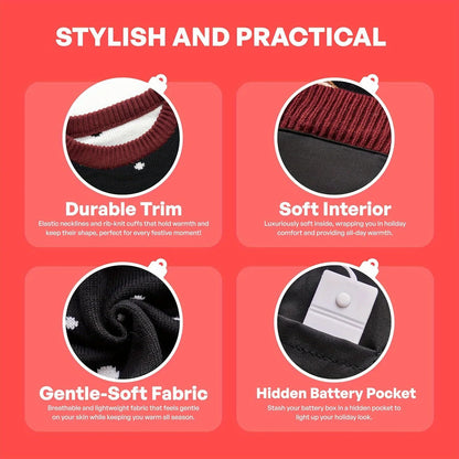 JOYFY Womens LED Light Up Christmas Sweater Christmas Ugly Sweater with Light Bulbs for Women Christmas Gift