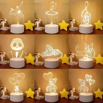 Romantic Love 3D Acrylic Led Lamp for Home Children's Night Light Table Lamp Birthday Party Decor Valentine's Day Bedside Lamp