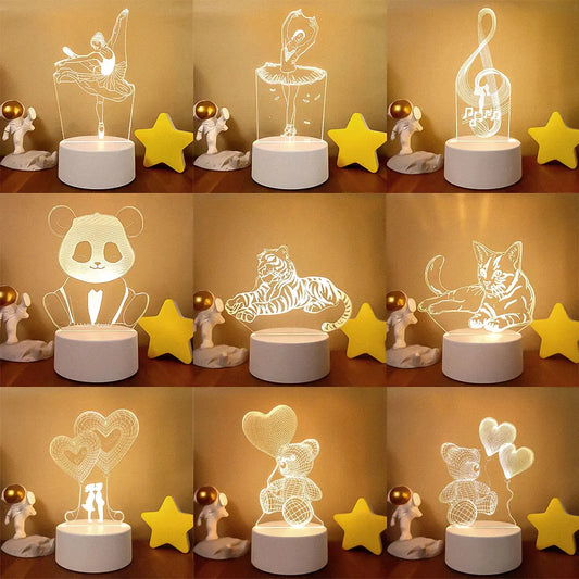 Romantic Love 3D Acrylic Led Lamp for Home Children's Night Light Table Lamp Birthday Party Decor Valentine's Day Bedside Lamp