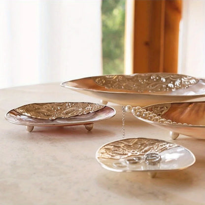 1pc Handmade Retro Shell Tray, Jewelry Dish & Decorative Bowl,  for Luxury Home Decor