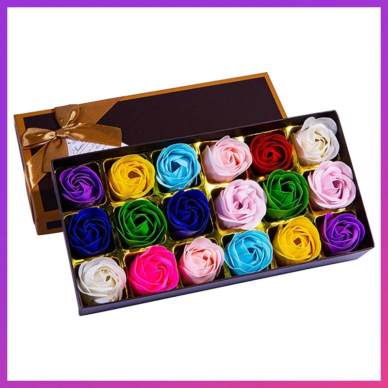 Soap Rose Romantic Scented Bath Soap Flowers Home Decor Fake Flower Wedding Pink Petal Valentine's Day Party Gift Box