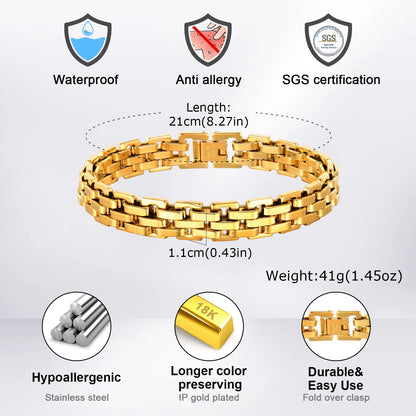 Gents Bracelet for Men, Two Tone Stainless Steel Bracelet, Men Jewelry