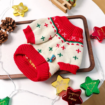 Christmas Reindeer Dog Sweater Winter Holiday Pet Clothes for Small Dogs Girl Boy Festive Xmas Tree Design Cozy Knit Warm Coat