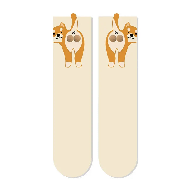 2/1Pair Funny Cotton Socks with Balls Soft Cotton Socks Breathable Cat Middle Tube Socks Novelty Gifts for Cat Lovers