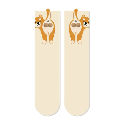 2/1Pair Funny Cotton Socks with Balls Soft Cotton Socks Breathable Cat Middle Tube Socks Novelty Gifts for Cat Lovers