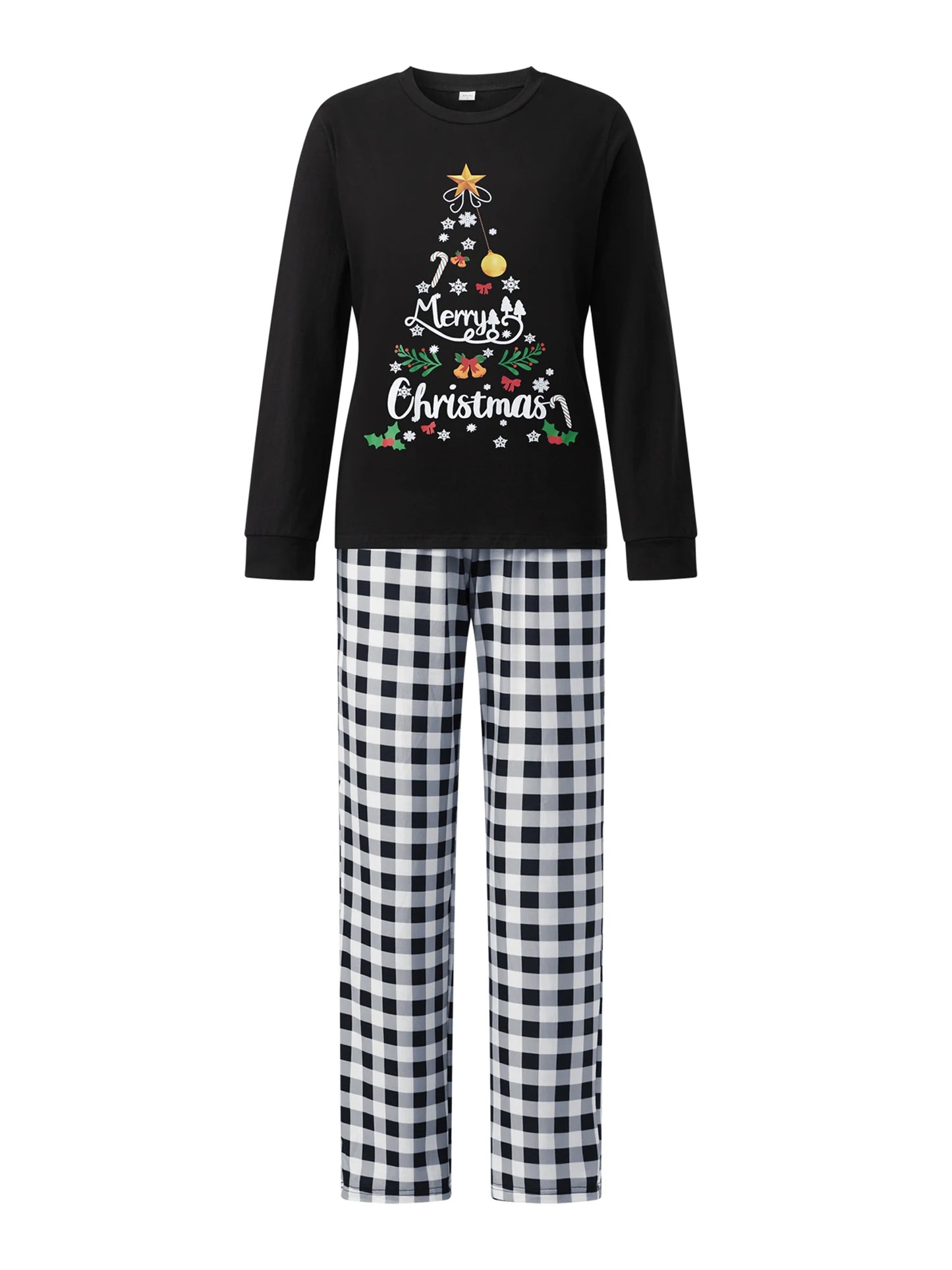 Matching Family Christmas Pajamas Set with Plaid and Letter Print Festive Holiday Sleepwear for Dad Mom and Kids Cozy PJs