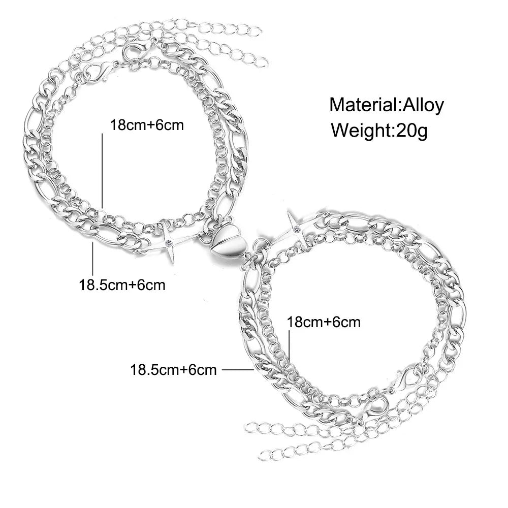 Love Magnet Buckle Bracelet Couple Magnetic Buckle Bracelet Creative Valentine's Day Magnet Heart Attraction Bracelet Couple Bracelet