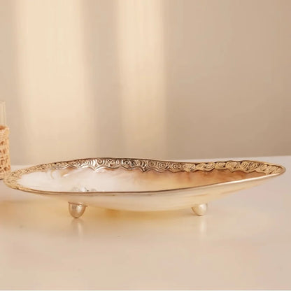 1pc Handmade Retro Shell Tray, Jewelry Dish & Decorative Bowl,  for Luxury Home Decor
