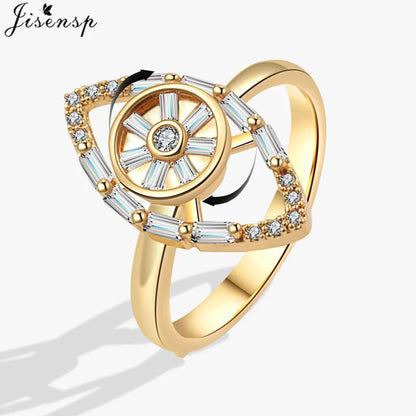 Korean Woman Anxiety Relaxing Ring Multiple Crystal Sunflower Snowflake Knuckle Rings Anti Stress Jewelry Girls Rotating Gift