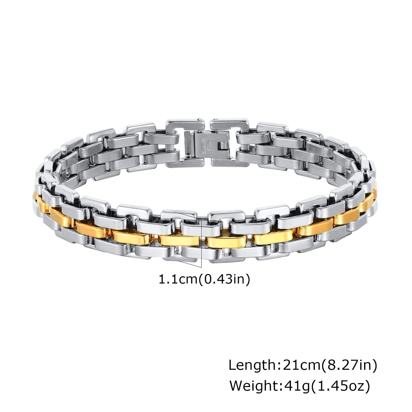 Gents Bracelet for Men, Two Tone Stainless Steel Bracelet, Men Jewelry